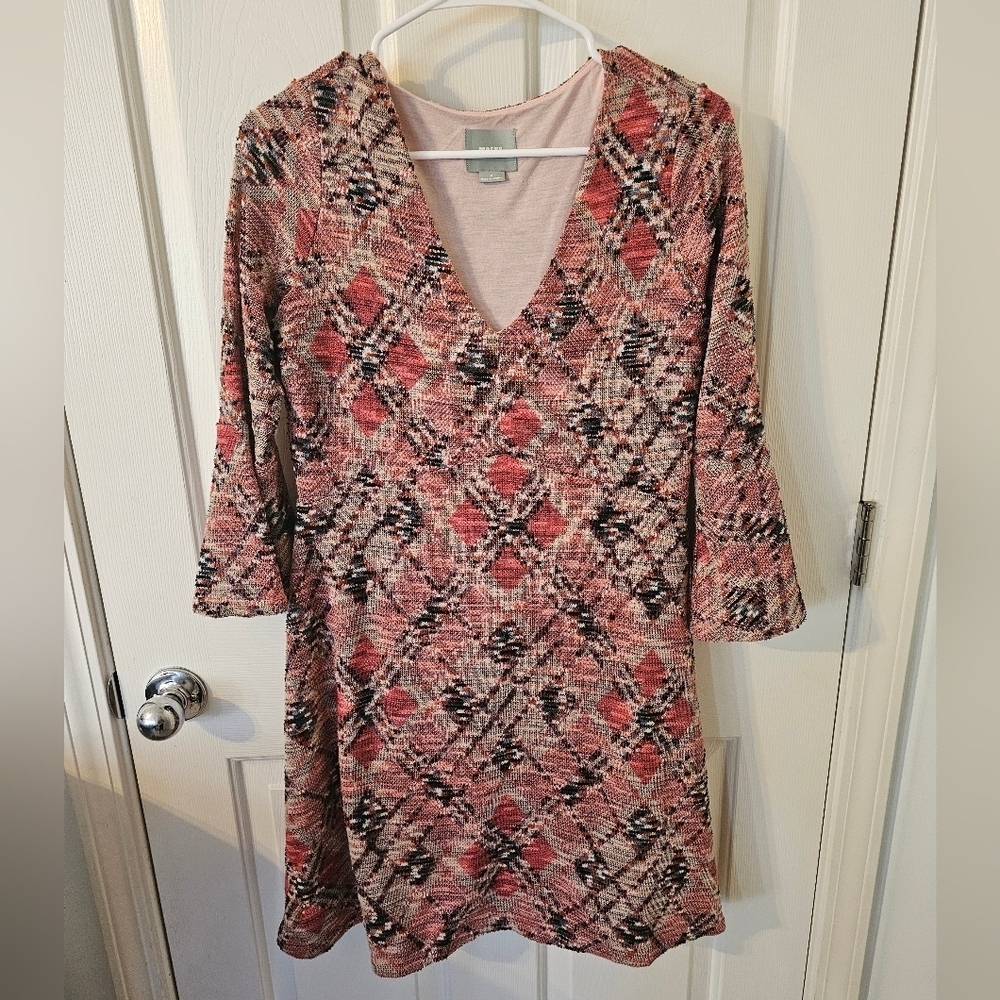 Maeve Anthropologie Erina knit short dress with 3/4 length bell sleeve Size M